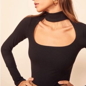NWT Reformation Black Jem Cutout Bodysuit M